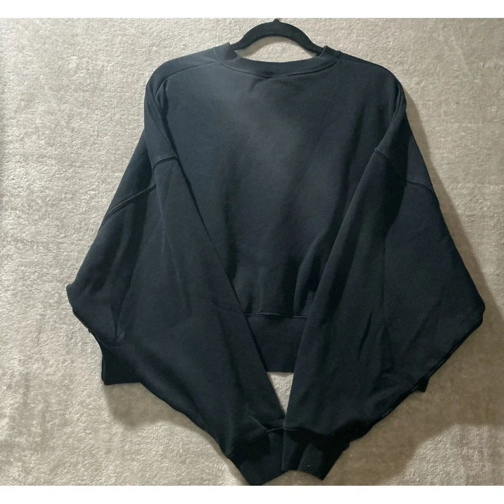 Nike Oversized Cropped Fleece Crewneck Womens Small Center Swoosh Athleisure